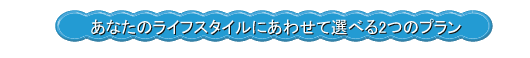 あなたのライフスタイルにあわせて選べる2つのプラン
