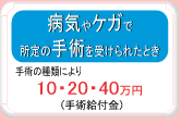 病気やケガで所定の手術をうけられたとき