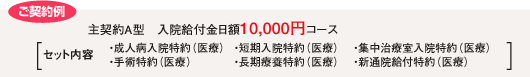 ご契約例　主契約A型　入院給付金日額10,000円コース