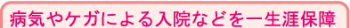 病気やケガによる入院などを一生保障