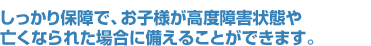 しっかり保障で、お子様が高度障害状態や
亡くなられた場合に備えることができます。