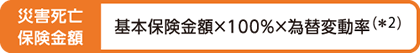 災害死亡保険金額：基本保険金額×100×為替変動率